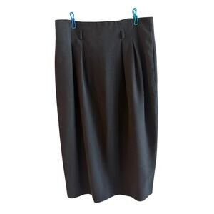 Jones New York Women's Black 100% Wool Pleated Pencil Midi Skirt with Back Slit